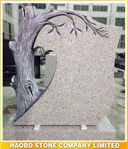 Natural Stone Quarry Customize Price Carved Tree Granite Grave Monument Slab,Tombstone Sign for Cemetery,Cheap Upright Headstone ,Antique Gravestone