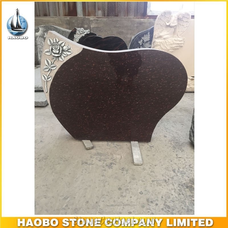 Western Style Gravestone Cat Eye Granite Tombstone Book Shaped Design with Carved Rose Headstone Direct Sale Upright Headstone Cemetery Tombstone