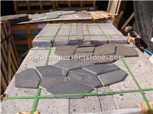 China Black Slate Flagstone Walkway Pavers,Black Slate Paver Stone Tiles