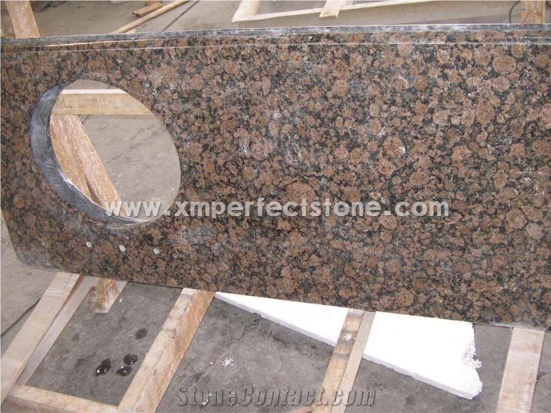 Full Bullnose Edge/Laminated Edge Prefab Baltic Brown Granite Countertops