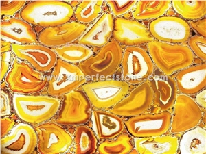 Hotel Counter Background Wall Luxury Material,Yellow Semi Precious Stone Panels&Tiles