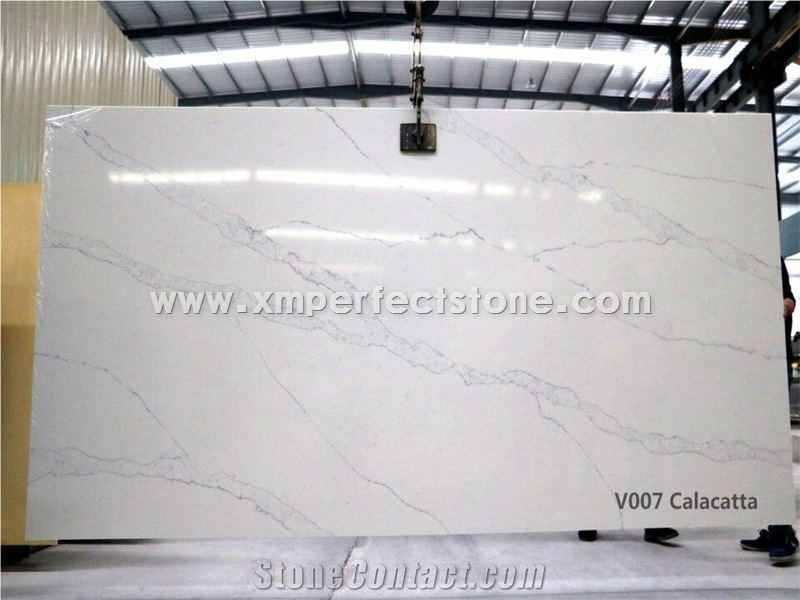 New Calcacatta Quartz Slabs/Tiles/Countertops,Chinese Calacatta Quartz Stone Sheet,Polished White Quartz Slabs