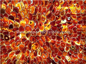 Polished Semi Precious Stone Factory,Red Gemstone Slabs/Tiles for Background Wall