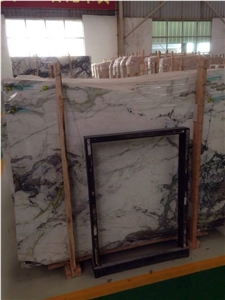 Clivia Green Aurora Green White Marble with Green Vein Bookmatch Chinese Natural Stone Products Tiles & Slabs & Wall Cladding Floor Covering