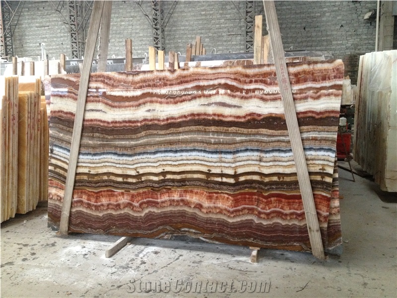 Colorful Onyx Big Slabs Polished, Cut to Sizes for Flooring Tiles, Wall Cladding,Slab for Counter Tops,Vanity Tops