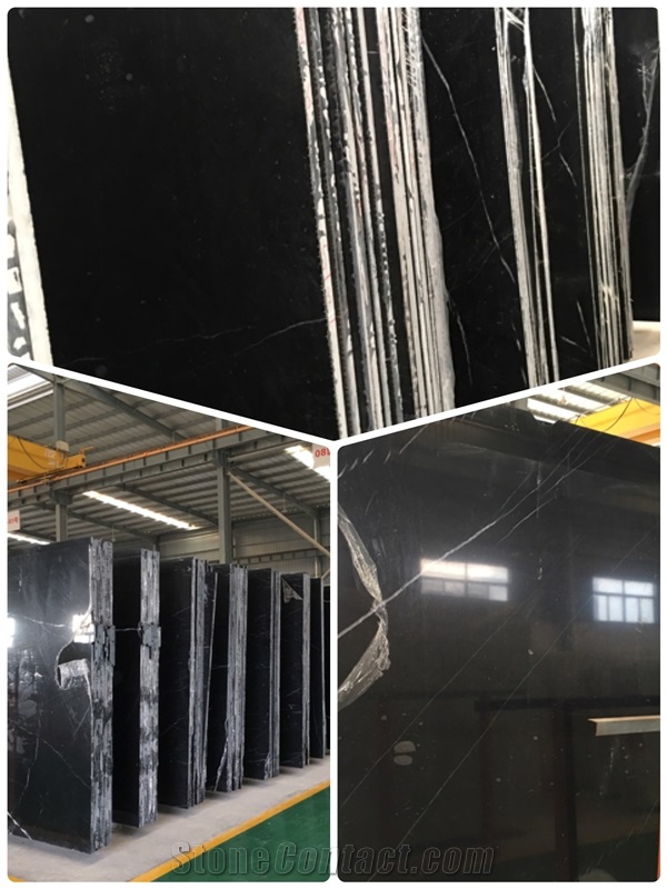 Black Marquina, China Nero Margiua Black Marble Slabs,Polished Cut to Size, Acided Finished, 240x120cm up Panels