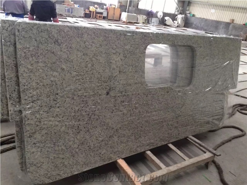 Brazil Granite Countertops-Galaxy White Vanity Tops for Kitchen, Island Worktops in Stadnard Size, High Polished Good Edges Finished Factory