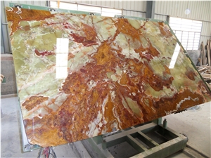 Brown Jade Onxy-Random Color Onxy-Cafe Jade Slabs Polished in 18mmm with Transparent Appearane