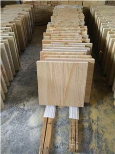China Quarry Owner Of Cream Yellow Sandstone with Wooden Vein, Wallstone, Building Stone, Honed, Sandblastedd 60x120cm Panels