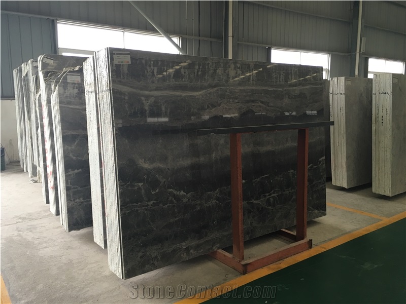 Chinese Marble - Silver Dragon, China Black Marble-Slabs and Tiles,Dark with Silver Vein Stone for Interior Decoration Project