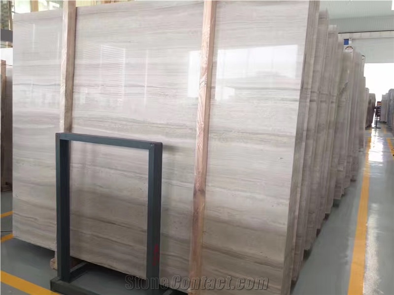 Cut to Size Panels Project Supplier Of White Wooden Vein Marble Slabs in 18mm Thick Polished Finished, White Stone for Building, Interior Decor