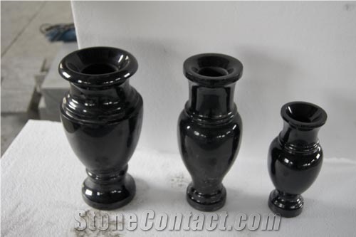 Granite Vase-Granite Lantern for Cemetery in Round Shape, High Polished Degree, Marble Vase, Urn for Cremation Works, Monumental Lanterrns Funeral