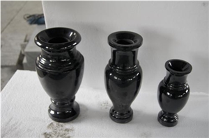 Granite Vase-Granite Lantern for Cemetery in Round Shape, High Polished Degree, Marble Vase, Urn for Cremation Works, Monumental Lanterrns Funeral