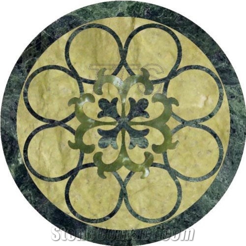Marble Pattern, Marble Waterjet-China Manufacturer-Mosic Medallions-Round Flooring Patterns-Polished Cnc Laminated Backed Lobby Decoration Hotel