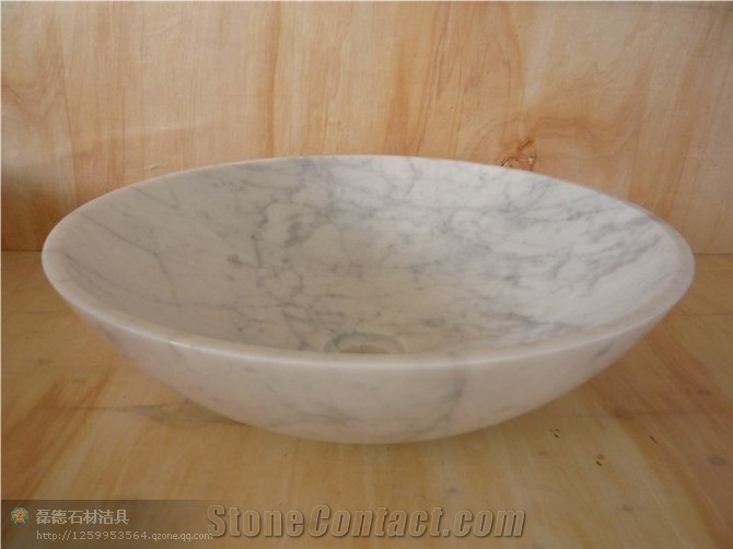 Marble Sink& Basin, Guangxi White Marble Basin-China Round Bowls