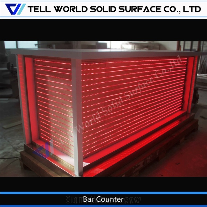 Artificial Marble Stone Luotuotai Led Color Changing Bar Counter Design