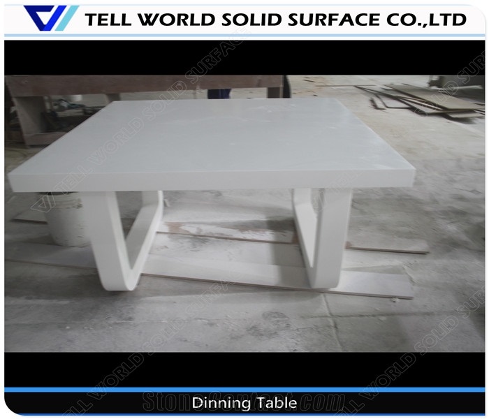 Custom Home Furniture White Corian Modern Style Square Tea Table