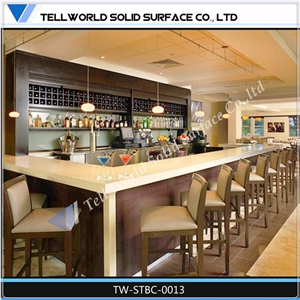 Modified Acrylic Solid Surface Milk White Home Bar Counter Design