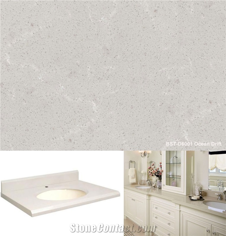 Bianco Drift Marble Looks Quartz Vein Surface Graceful Kitchen