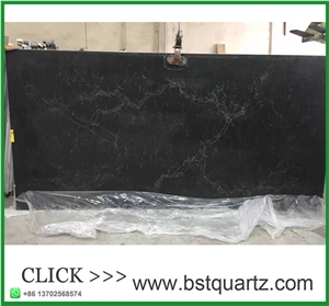 China Vanila Noir Black Artificial Quartz Stone Top