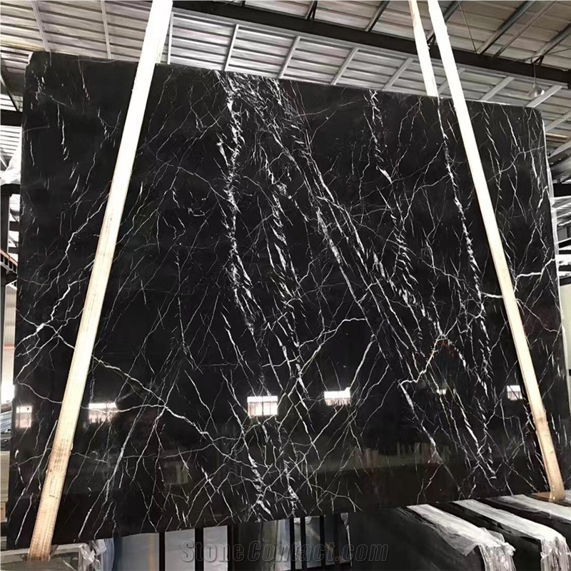 High Polished China Marquina Marble Tile Black Marquina Marble Floor