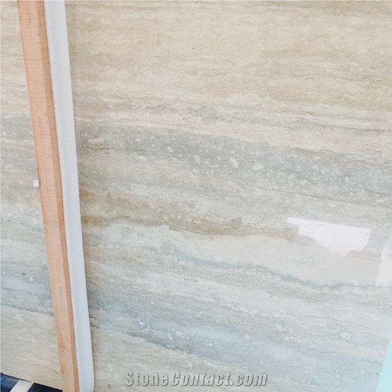 Polished and Filled Italy Silver Gray Travertine Floor Tile (Silver Blue Vein Travertine)