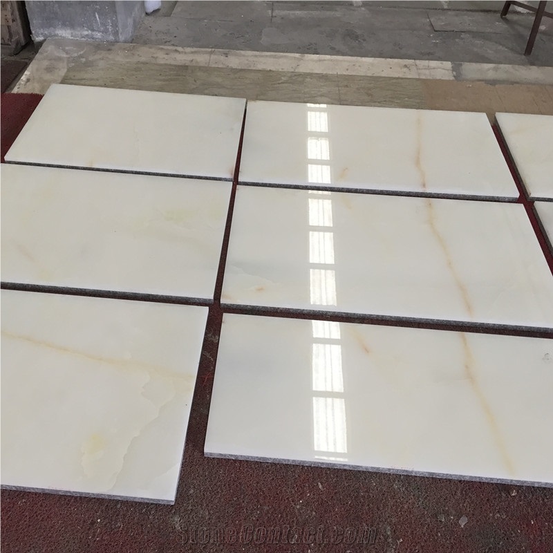 Translucent Iran Goldedn White Onyx Floor Tile Gold White Onyx Stone