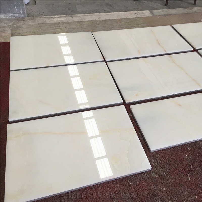 Translucent Iran Goldedn White Onyx Floor Tile Gold White Onyx Stone