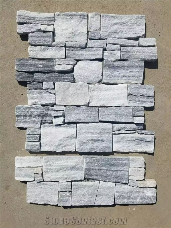 Cloudy Grey Marble Stone Veneer ,Natural Stone Veneer ,White and Grey Marble Stacked Stone Wall Cladding Stone ,Alaska Gray Brick Stone