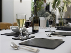 Dinner Black Slate Stone Plate,Black Slate Kitchen Accessories and Utensils, Food Trays,Natural Stone Dishes,Cookware