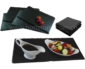 Dinner Black Slate Stone Plate,Black Slate Kitchen Accessories and Utensils, Food Trays,Natural Stone Dishes,Cookware