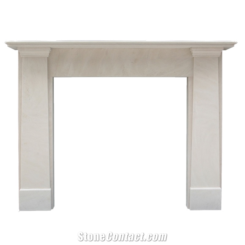 Fireplcace Simple Design ，Beige Natural Stone Fireplace ,Fashion Style Fireplace