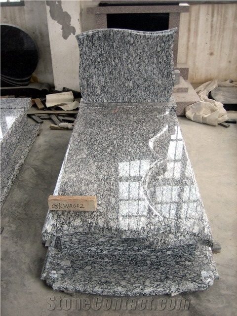 Grey Granite Tombstone & Monument,Granite Gravestone & Cross Headstone Wave Cover Plate Poland Style