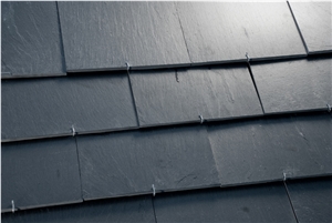 Rectangular Black Slate Roofing Tile, Sides Natural Split and Cut , with Pre-Drilled Holes,Honed Surface and Natural Surface, Black Slate Roof Tiles .