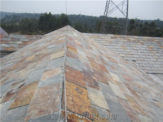 Rusty and Black Slate Roofing Tile Mix Colors Square Shape/Slate Roofing Tiles/Black Slate Roof Tiles/Roof Covering and Coating/Natural Stone