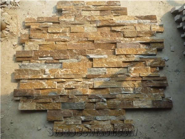 Yellow Slate Stone Cladding,Natural Stone ,Wall Ledger Panels,Slate Stone ,Outside Stone Wall Panels