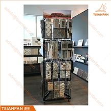 Metal Wire Stone and Glass Mosaic Tile Display Rack with Wheel