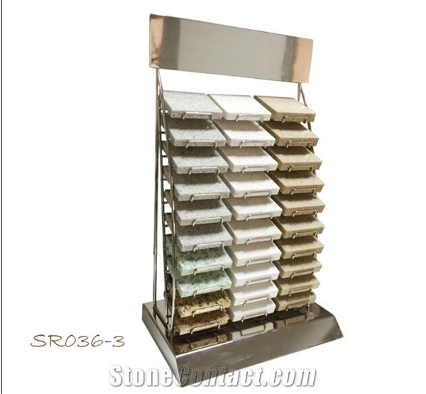 Sr023 Quartz Tile Display Table Rack for Showro0om with Logo Printed