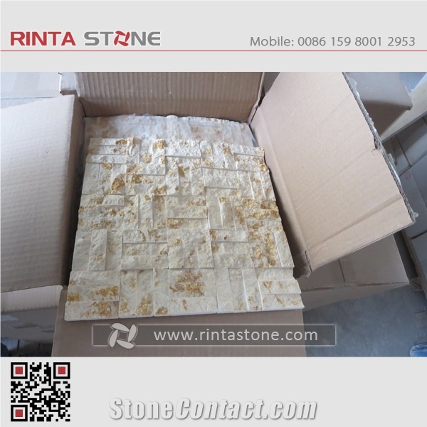 Natural Stone Mosaic Tiles,Marble Granite Bathroom Culture Wall Cladding Panel Format Decorative Chipped Pattern Composited Tiles Golden