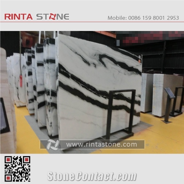 Panda White Marble China with Black Vein Landscape Paintings Sonal Asia Equator Milk Zebra Marmara Xiongmao Slabs Tiles