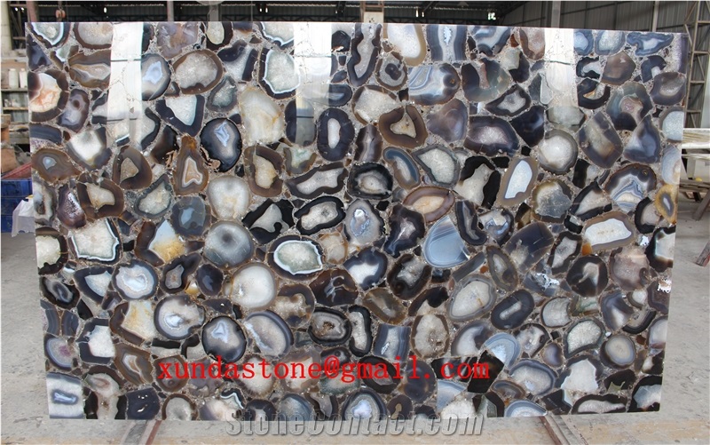 Grey Agate Semi-Precious Stone Slab /Grey Semi Precious Tiles/Agate Stone Slabs for Table