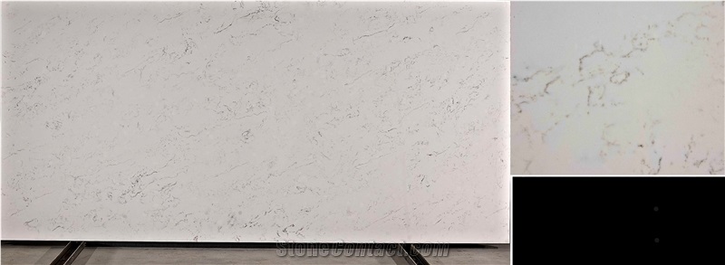 Marble Look White Quartz Stone Slabs & Tiles Design, Polished with Cusomized Edges and Solid Surface Silestone Colors Available