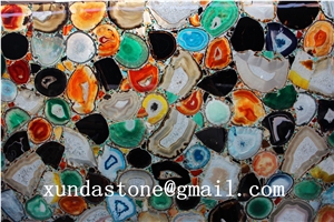 Natural Mixed Agate Slices Large Gemstone Slabs Mixed Color Semi Precious Stone Slab Agate Countertop