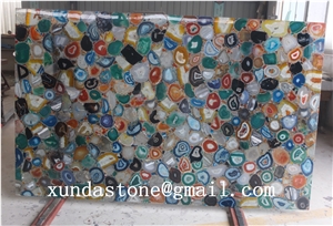 Natural Mixed Agate Slices Large Gemstone Slabs Mixed Color Semi Precious Stone Slab Agate Countertop