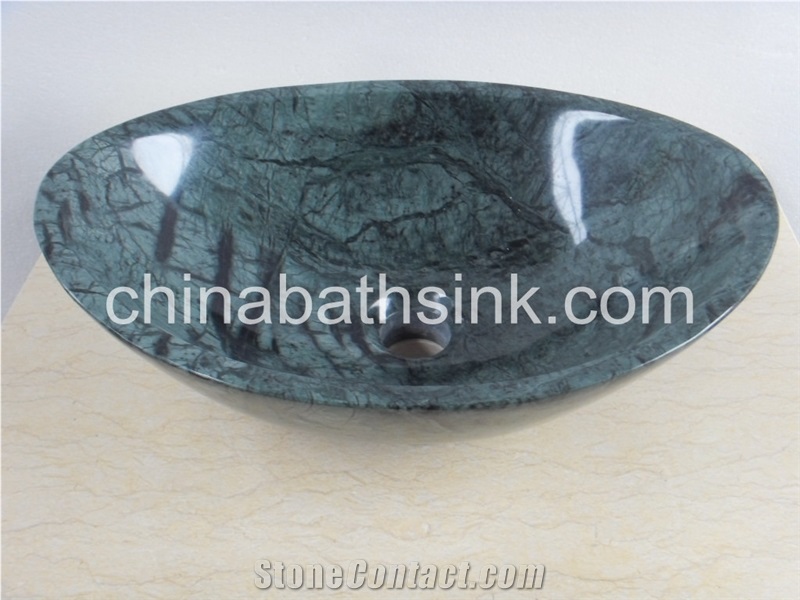 Big Flower Green Marble Sink,Polihsed Verde Alpi Round Sink,Green Marble Bath Basins,Wash Bowls