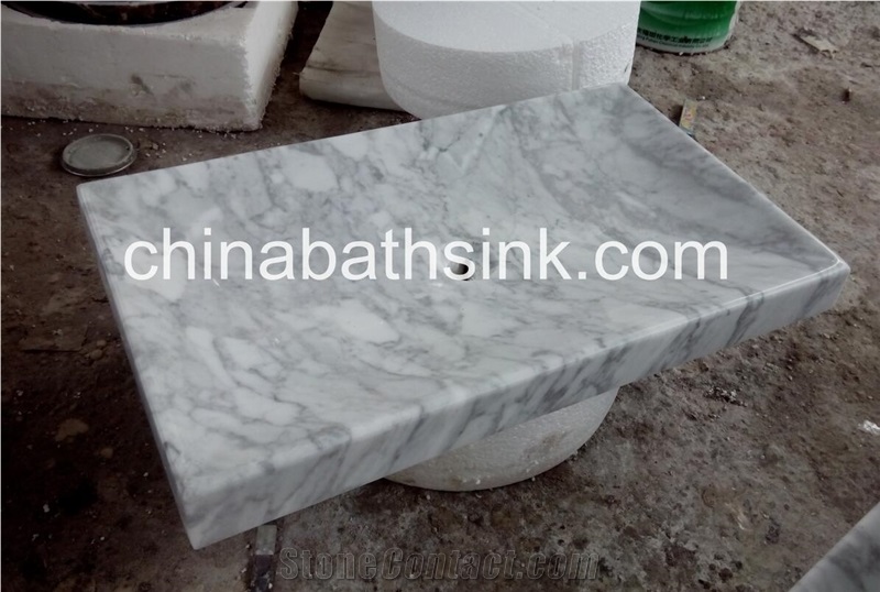 Carrara White Marble Rectangle Sink, Vessel Sink, Bathroom Sink, Wahs Basin
