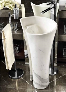 Carrara White Pedestal Sinks,White Marble Basins