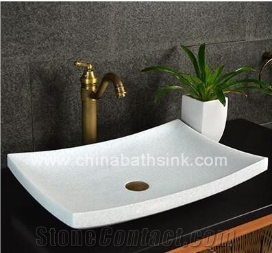Crystal White Marble Vessel Sink, Bathroom Sink, Stone Vessel Sink, Marble Wash Basin