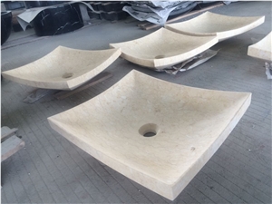 Egypt Sunny Yellow Marble Washing Basin ,Perlato Sf Square Bthroom Sinks,Beige Marble Square Vessel Sink