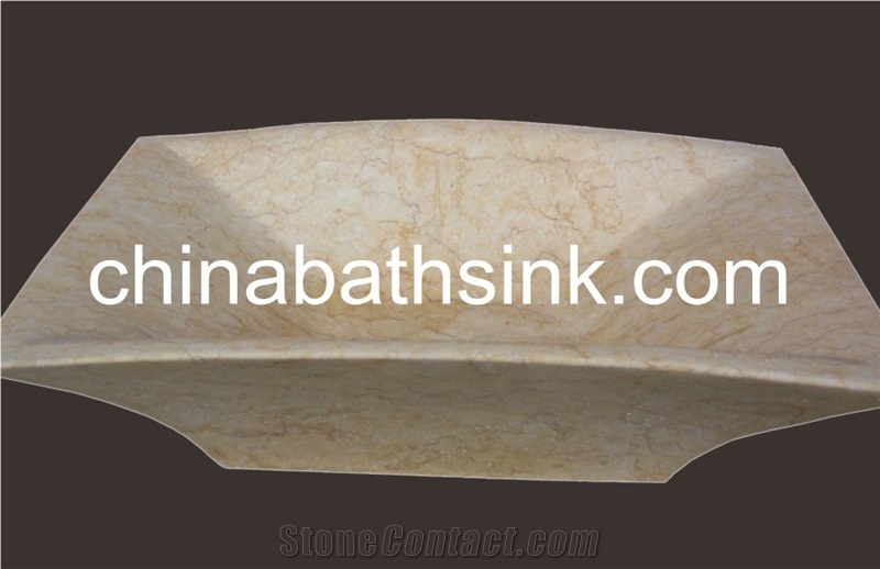 Galala Beige Marble Wash Basin, Stone Basin, Bathroom Sink,Square Sink